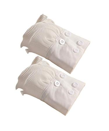 mollensiuer 1 Pair Detachable Shirt Fake Sleeve Cuffs Fashion Pleated Horn Cuff Layered Lace Cuff False Sleeves Sunscreen Decorated Accessories (White)