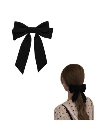 Velvet Hair Bow Clips for Women Girls Black Bows Hair Clip for Teen Girls French Barrettes Hair Pins for Women Large Bowknot Hair Clip