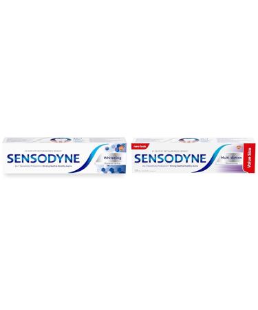 Sensodyne Whitening & Tartar toothpaste Strengthens Protects and Whitens Sensitive Teeth 100 mL & Multi-Action Toothpaste Strengthens and Protects Sensitive Teeth Clean Mint 135 mL Tartar Toothpaste + Toothpaste 135 Ml 100 ml (Pack of 1)