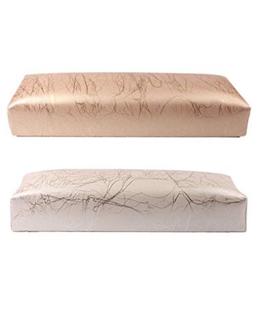 2Pcs Manicure Hand Pillow Pu Leather Hand Rest for Cushion Nail Pillow Hand Holder Armrest Rest Manicure Nail Art Accessories Tool - Silver & Gold