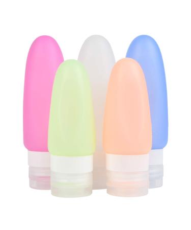 5 pieces of silicone squeezing bottle silicone travel bottles set leak-proof travel container 5-pack portable travel accessories for shampoo toilet items black