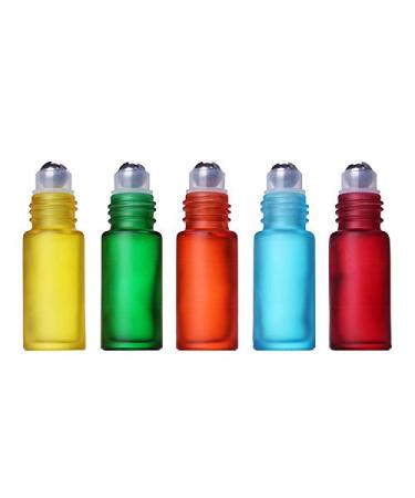 8pcs 5ml Colorful Frosted Roll on Bottles - Refillable Glass Roller Ball Containers for Essential Oils - Aromatherapy Massage Roller Bottles with Stainless Steel Ball + Bonus Dropper - Buy Online on SooperMarket.com