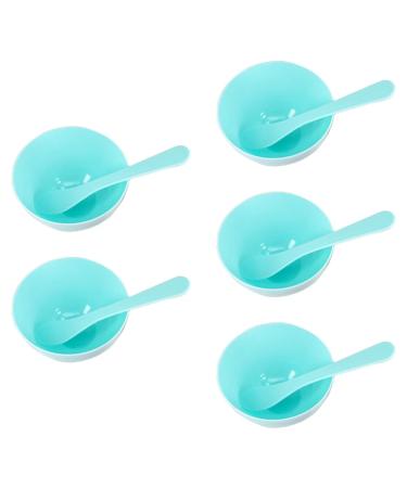 5 Sets Plastic Facial Mask Mixing Bowl with Plastic Spatula Facemask Bowl Mud Mask Mixing Bowl DIY Skin Care Mixing Tool Kit for Lady Women Home Beauty Salon Use Blue