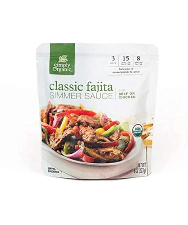 Simply Organic Organic Simmer Sauce Classic Fajita For Beef or Chicken 8 oz (227 g)