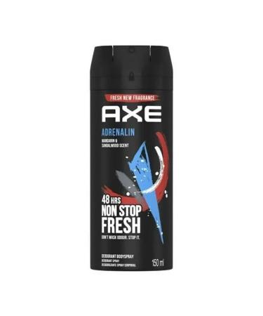 AXE (6 Pack) Adrenalin Body Spray for Men 5.07 Oz (150ml) |Mandarin & Sandalwood scent |48H Non Stop Fresh |by SBD - Buy Online on SooperMarket.com