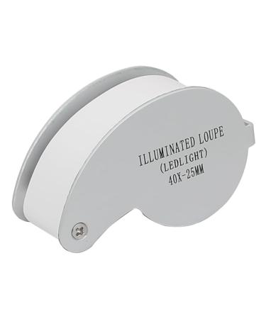 Tovmekdjn 40 Times Double LED Lamp Folding Magnifying Glass is Suitable for Jade Jewelry Collection and Appreciation Reusable Silver