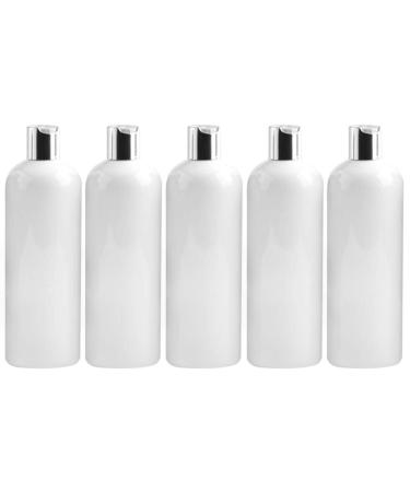 Empty bottles 300 ml PET plastic for air travel bottles with silver-colored cap soap dispenser for toilet items shampoo cosmetics lotion detergent (white)