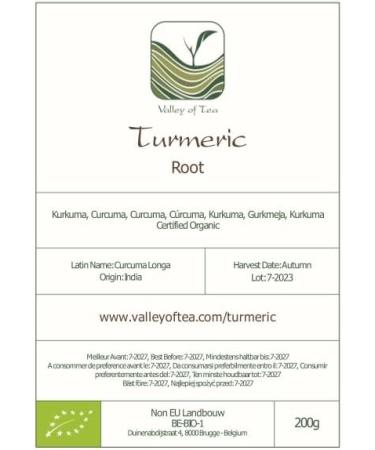 Turmeric Kurkuma Root Organic Spice - The spice of life tea - Curcuma longa - Curcumin Herbal Tea 200g - Buy Online on SooperMarket.com