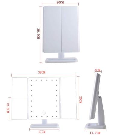 Lighted Trifold Makeup Vanity Mirror with 24 Dimmable LEDs - 1X/2X/3X Magnification for Makeup, Shaving, Dressing Table - Vanity Desk Essential - Buy Online on SooperMarket.com