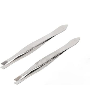 2pcs Stainless Steel Eyebrow Tweezer Set - Precision Trimming and Shaping Tool for Facial Hair Removal - Buy Online on SooperMarket.com