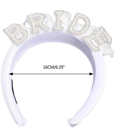 Bride Headband for Bridal Shower Bachelorettes Party Artificial Pearl Hairhoop Elegant Headband CarnivalParty Headpiece Velvet style - Buy Online on SooperMarket.com