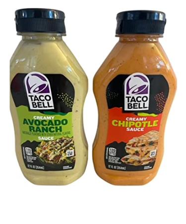 12 Fl Oz Taco Bell Creamy Avocado Ranch & 12 Fl Oz Taco Bell Creamy Chipotle Sauce 12 Fl Oz (Pack of 2)