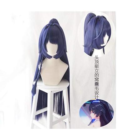 Anime Honkai Impact 3 3rd Cosplay Wig Raiden Mei Long Straight Purple Synthetic Hair With Chip Ponytail for Adult + Wig Cap