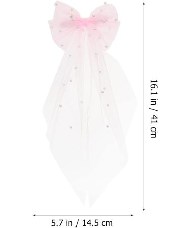 minkissy Mesh Ribbon Hairpin Bride Bachelorette Accessories Bridal Bow Veil Big Bows Hair Nets for Women Bridal Veils for Wedding White Hair Bow Hair Piece Girl Wedding Dress Pearl - Buy Online on SooperMarket.com