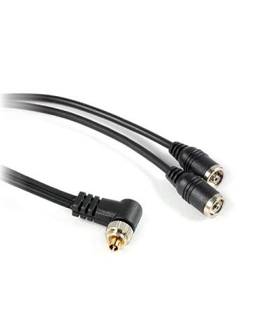 DSLRKIT Flash PC Sync Splitter Cord Cable 1 PC Male to 2 PC Female Socket with Screw Lock