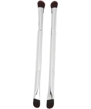 Makeup Concealer Brush Portable Double Ended Eyeshadow Brush Set 2pcs Silver Ergonomic for Home Travel - Buy Online on SooperMarket.com