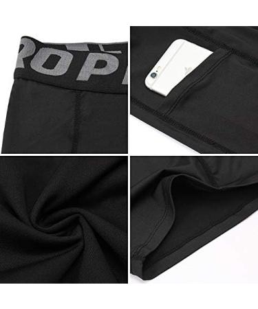 Mens Compression Running Shorts 3 Pack with Phone Pocket - Black - Large - Athletic Gym Yoga Cool Dry Workout Underwear - Set of 3 - Buy Online on SooperMarket.com