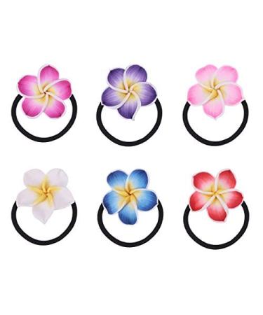 LEORX 12pcs Colorful Plumeria Hair Ties - Soft Ceramic Flower Hair Accessories - Buy Online on SooperMarket.com