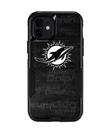 Skinit Decal Phone Skin Compatible with OtterBox Commuter Case for iPhone 12 Mini - Officially Licensed NFL Miami Dolphins Black & White Design