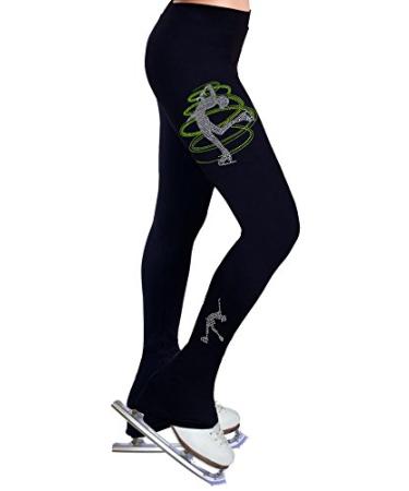 NY2 SPORTSWEAR Figure Skating Practice Pants with Rhinestones R233MIX Lime X-Small