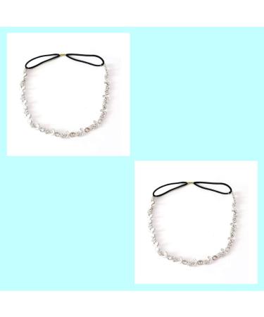Women Silver Rhinestone Flower Hair Band Elastic Headband Headbands - Buy Online on SooperMarket.com