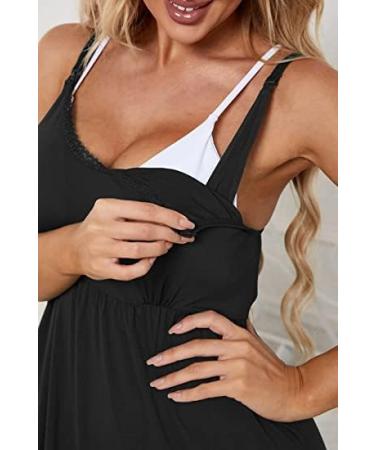 Sosolism Women's Nursing Nightdress | Padded Lace Trim Maternity Dress - Buy Online on SooperMarket.com