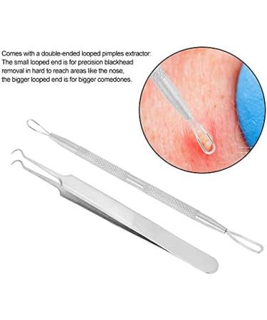 Blackhead & Pimple Removal Tool Stainless Steel Blackhead Removal Tool Kit Curved Tweezers+Looped Double-end Pimple Extractor - Buy Online on SooperMarket.com