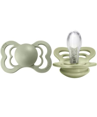 BIBS Supreme Baby Pacifiers | BPA-Free Silicone Pacifier | Made in Denmark | Set of 2 Soothers (Sage  6-18 Months)