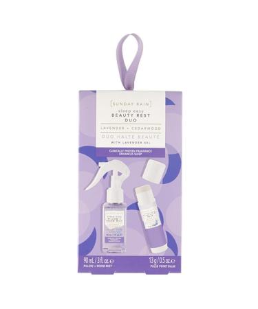 Sunday Rain Sleep Easy Beauty Rest Duo Lavender Scented Vegan and Cruelty Free Pamper Set 13g Pulse Point Balm 90ml Pillow Mist