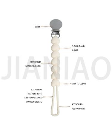 JIANIAO Silicone Pacifier Clip - One-Piece Beaded Design, 100% Silicone Strap for Pacifiers, Teethers & Toys - Buy Online on SooperMarket.com