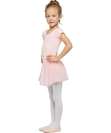 MdnMd Toddler Girls Ballet Leotard with Skirt | Short Sleeve Dance Dress Ballet Pink 4-5T - Buy Online on SooperMarket.com