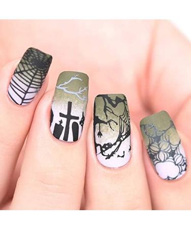 Alexnailart Halloween Nail Stamping Plate - Spider, Spider Web, Grimace Pumpkin Patterns | Manicure DIY Art Tool - Buy Online on SooperMarket.com