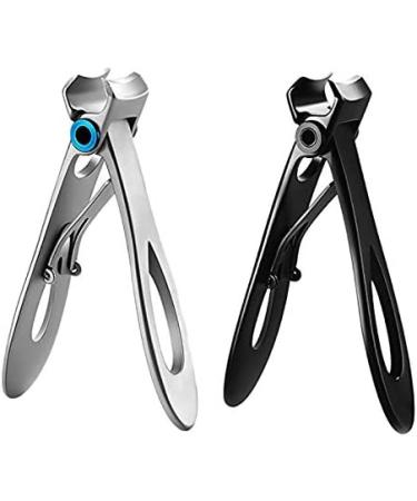 OUHUAN 2x Set Thick Toenail & Fingernail Cutter with Wide Opening Stainless Steel Silver & Black - Buy Online on SooperMarket.com
