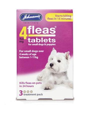 AMK 4x Pack of 3 Johnsons 4Fleas tablets for Puppies & Small Dogs 3 Treatment Pack Flea Tablets