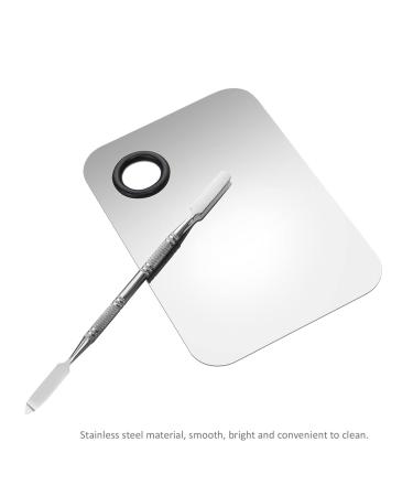 FRCOLOR Stainless Steel Makeup Palette with Spatula Tool - Professional Cosmetic Mixing Palette 6x4 - Buy Online on SooperMarket.com