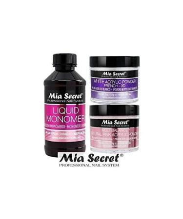 Mia Secret 4 oz Liquid Monomer + Acrylic Powder 2 oz White & Natural Pink | Made in USA - Buy Online on SooperMarket.com