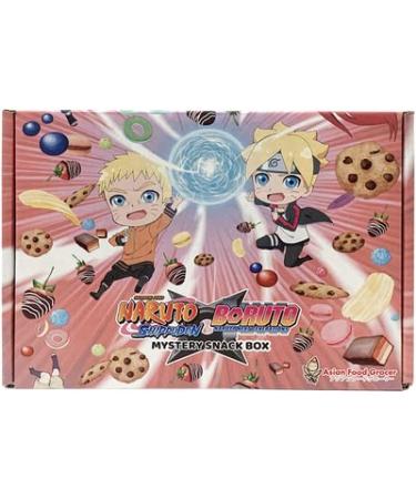 Asian Food Grocer NARUTO Snack Box - 1 to 2 Bottles of NARUTO & BORUTO Ramunes + 13 to 14 Japan imported snacks