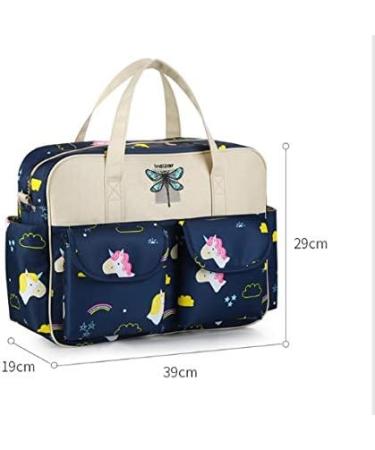 Insular Waterproof Diaper Bag - Navy Unicorn Print | Multifunctional Mummy Shoulder Bag with Changing Mat | Lightweight Tote Style for Chic Moms - Buy Online on SooperMarket.com