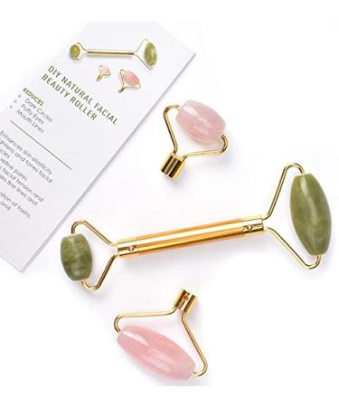 Jade Rose Quartz Roller Kit | 3 Changeable Heads Facial Roller for Glowing Skin - Shop Internationally - Buy Online on SooperMarket.com