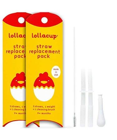 Lollaland Lollacup Straw Replacement Kit - (2 Pack) - Includes 4 Straws 2 Weights & 2 Cleaning Brushes - Made in USA - BPA/BPS/PVC/Phthalate Free - Dishwasher Safe