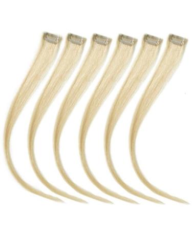 Forever Young UK 6 Piece 18" Clip in Human Hair Extension Highlight Set Light Blonde 613#