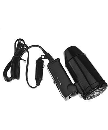 12V in Car Hair Dryer Black Compact Travelling Festival Camping Portable Caravan Portable 12V Hot&Cold Folding Car Hair Dryer Window Defroster for Camping Travel