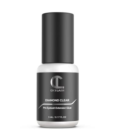 Diamond Clear Eyelash Extension Glue for Professionals - Maximum 7 Week Retention / 1-2 Second Drying Time Semi Permanent Individual/Volume Lash Glue with Transparent Color - Latex Free 5ML/0.17 FL.OZ