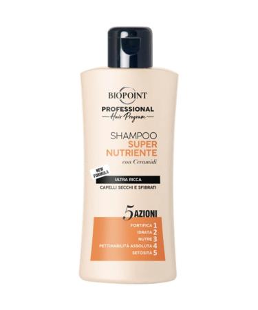 BIOPOINT Professional Super Nourishing Shampoo for Dry and Damaged Hair. Mini Travel Size 100 ml (3.3 Fl Oz) 1 unit - Made in Italy