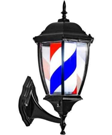 Barber Shop Pole Light Outdoor Vintage Style Red White Blue Strips Rotating Illuminating Hair Salon Hairdressing Sign Light Barber Shop Waterproof Wall Mountable Lamp
