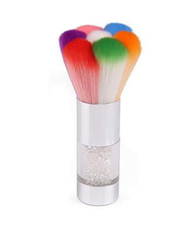 Nail Brush Nails Dust Cleaner Acrylic Colorful Makeup Brush Cleaning Dust Brush Nail Art Tools(Silver)