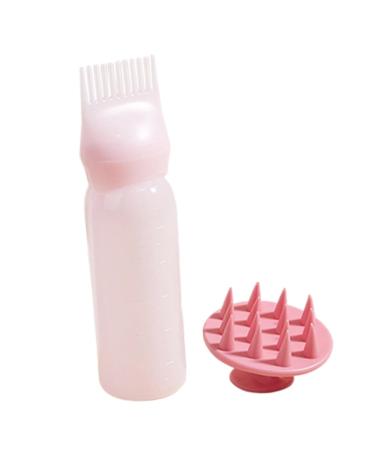 NOLITOY 2 Sets Hair Dye Bottle Hair Oiling Root Comb Bottle Brush Root Comb Bottle Brush Dispensing Bottle Hair Color Root Comb Massage Hair Brush With Scale Pink Plastic Shampoo Bottle
