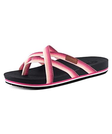 Chillron Women Orthotic Flip Flops Summer Dressy Thong Sandals with Arch Support Cushion Outdoor Indoor Slip on Durable Rubber Sole 9 Black