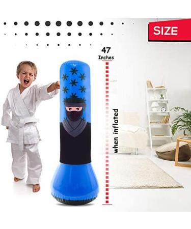Whoobli Kids Punching Bag Set Ninja Blue | Adjustable Boxing Bag for 3-10 Years Old | Includes Boxing Gloves | Toy for Boys & Girls (Red White) - Buy Online on SooperMarket.com