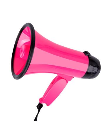 Sugar home Portable Megaphone Bullhorn 20 Watt Power Megaphone Speaker Voice and Siren/Alarm Modes with Volume Control and Strap pink